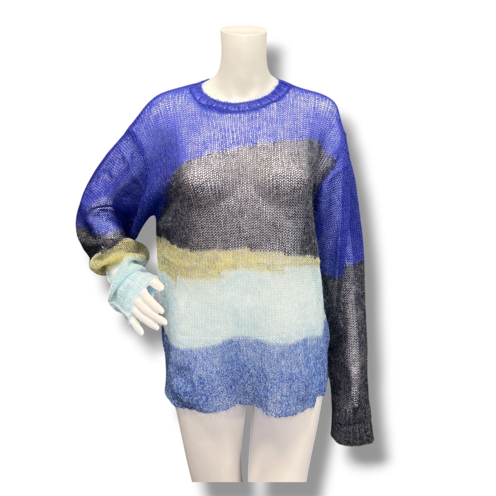 参考上代39,600円 未使用品 YOKE 25SS MOHAIR INTARSIA SHEER SWEATER モヘヤインターシャシアーセーター ニット ヨーク YK25SS0967S