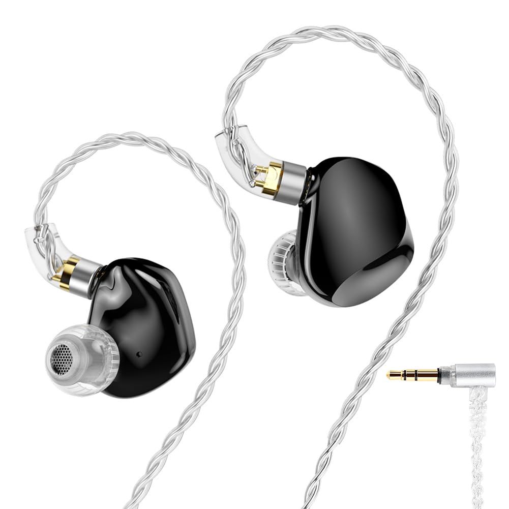 TRN VXpro+ イヤーモニター ハイレゾ イヤホン 8BA+1DD ハイブリッド型 モニターイヤホン 高遮音性 IEM イヤモニ 有線 3.5mmジャック QDC脱着式ケーブル (ブラック) 国内発送
