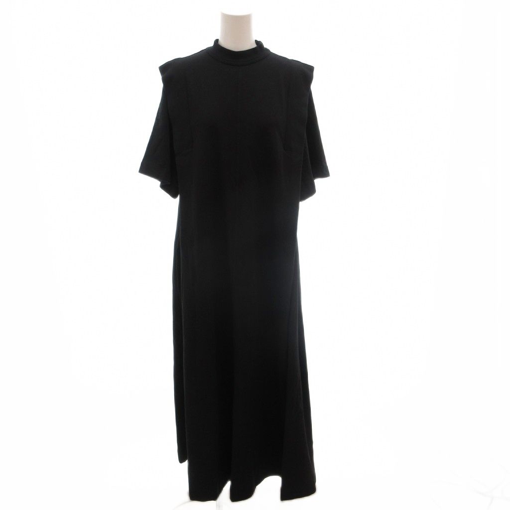 フィービーファイロ PHOEBE PHILO ワンピース ロング モックネック 切替 五分袖 36 黒 ブラック BR84-C02448 /FF