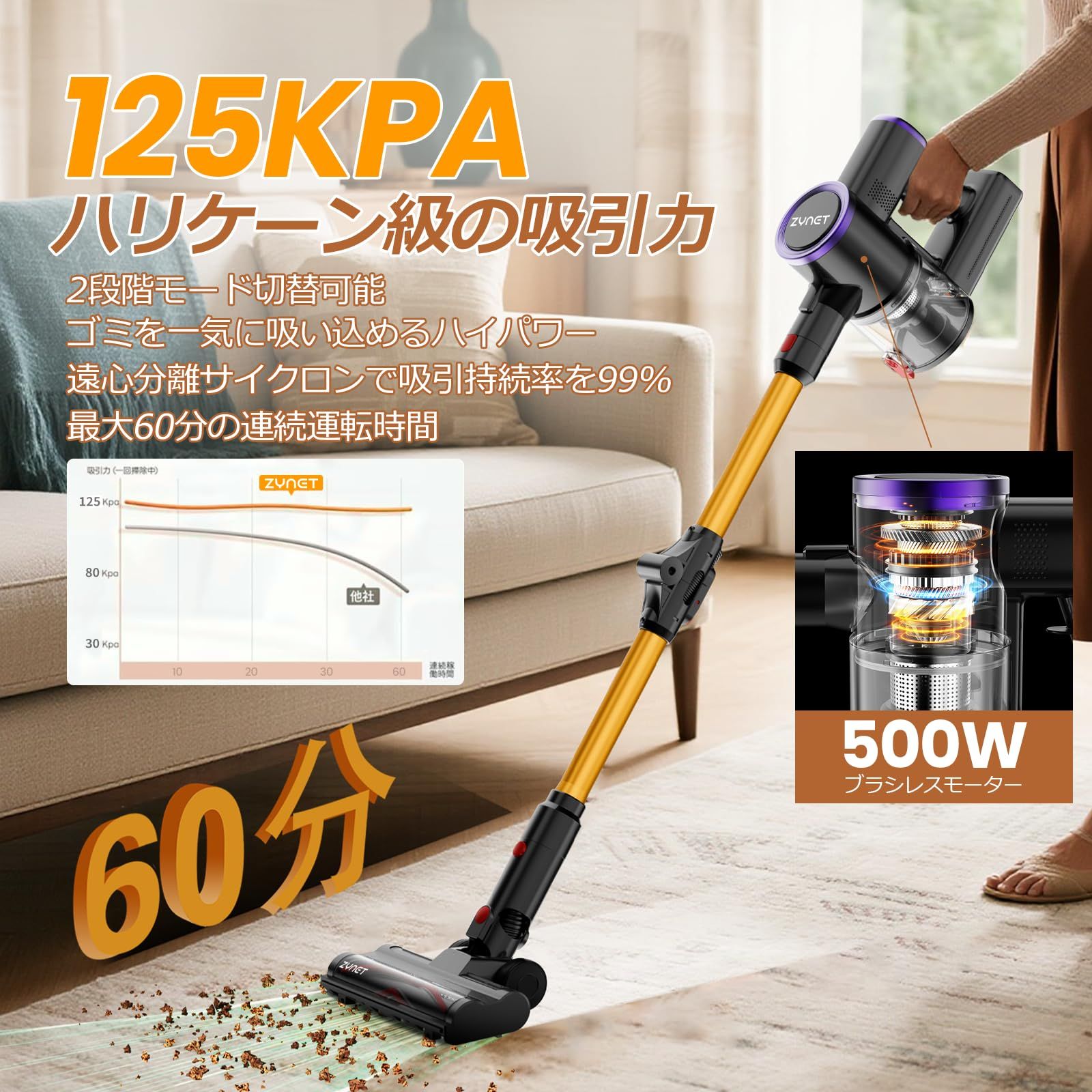 掃除機 コードレス 【2026新登場！業界初腰痛ゼロ折りたたみ式・125KPa 