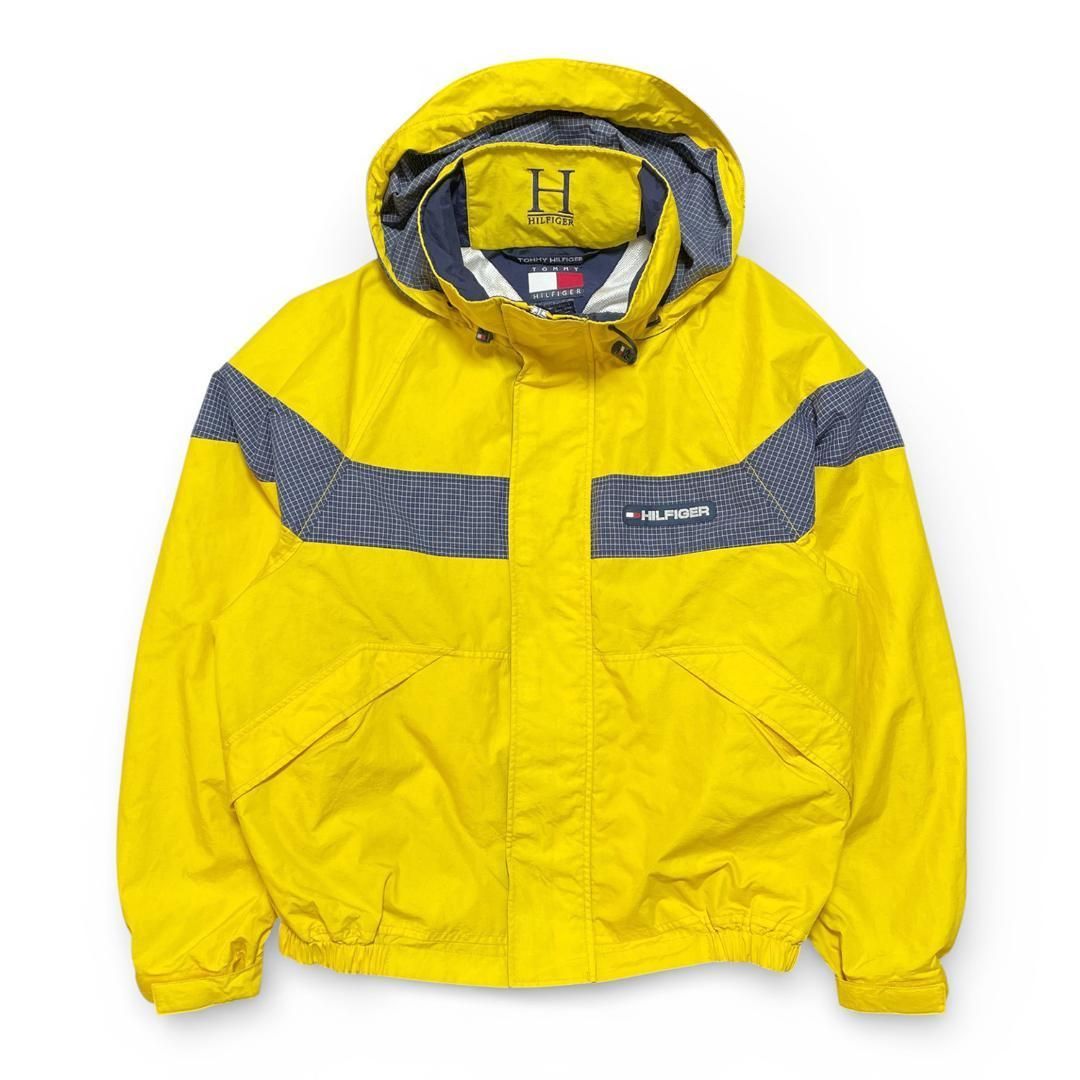 USA 古着 90S TOMMY HILFIGER トミーヒルフィガー セーリングジャケット ナイロンジャケット メンズM イエロー ヴィンテージ AM0158
