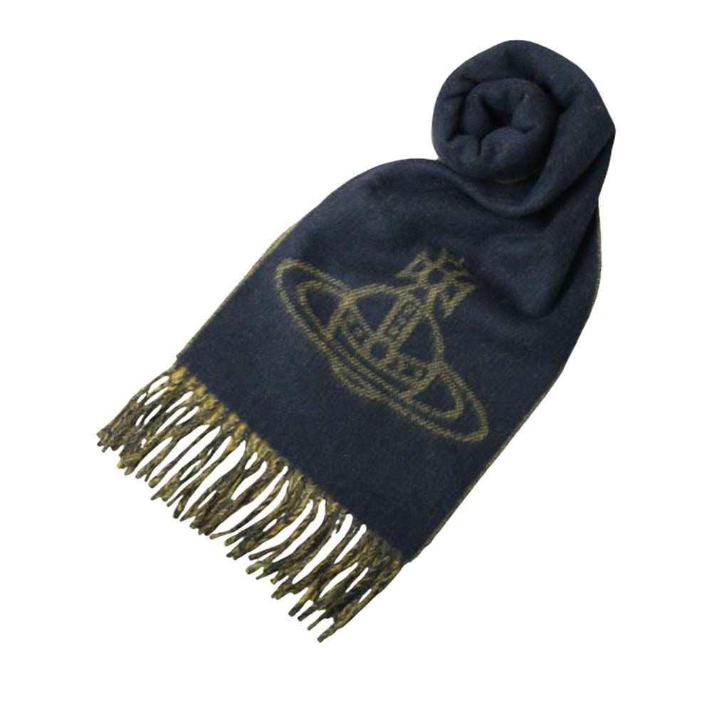 ヴィヴィアンウエストウッド マフラー Vivienne Westwood 25-W00ZH-K409 ビッグオーブロゴ NAVY BLUE ネイビーブルー レディース メンズ