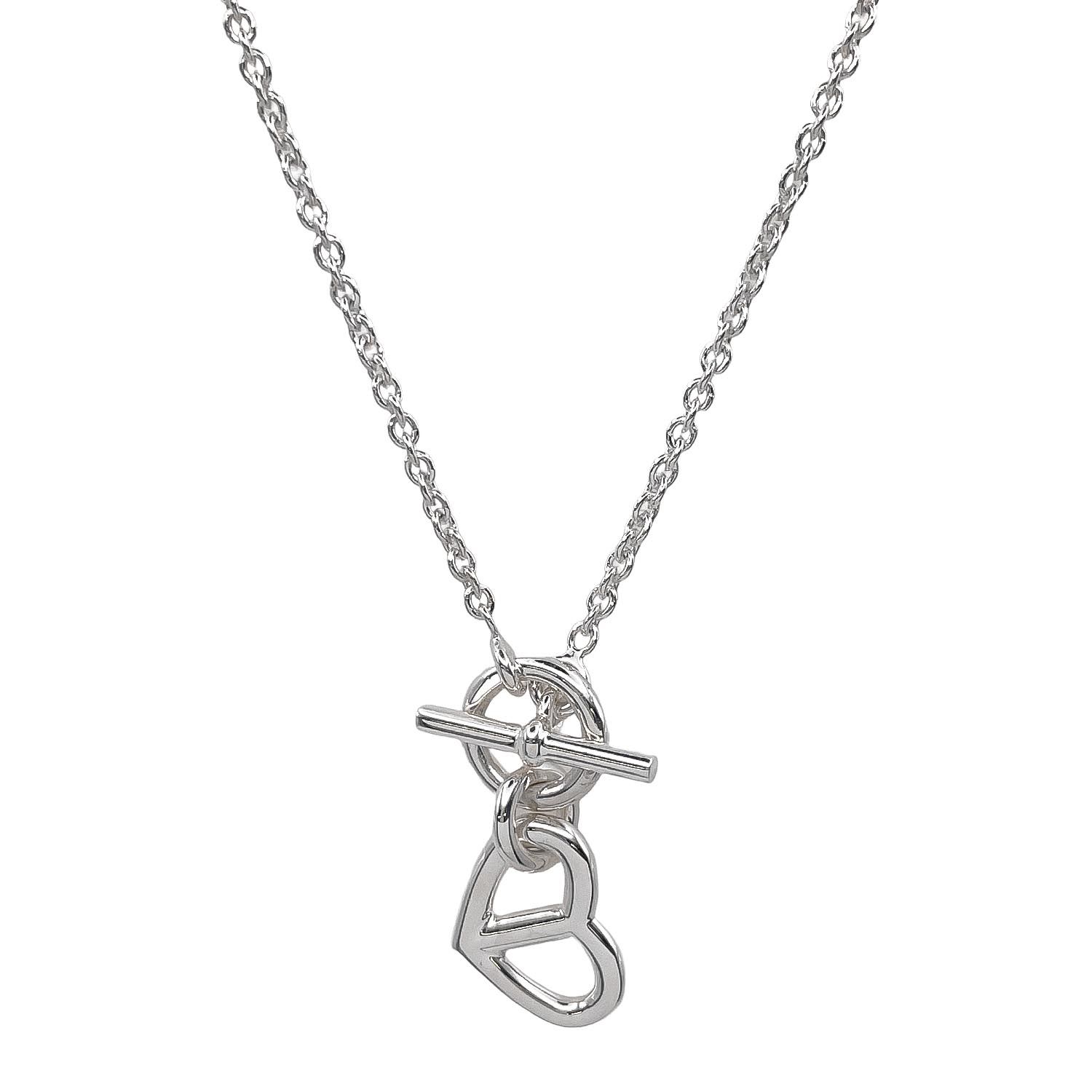 HERMES エルメス アミュレットハート チャーム ネックレス ペンダント シェーヌダンクル SV925 シルバー 新品仕上済 ユニセックス 【中古】