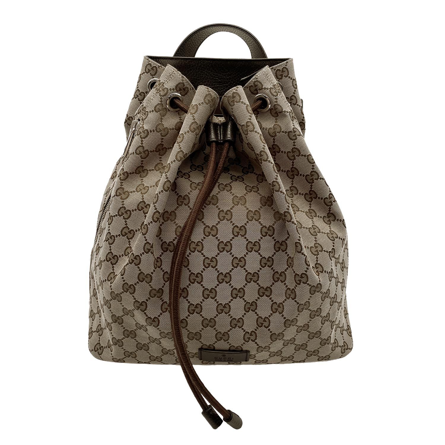 【激レア】GUCCI ジャッキー GGキャンバス ミニリュック 巾着 フラップ黒 GUCCI グッチ 巾着 リュック・デイパック GGキャンバス 449175 GG