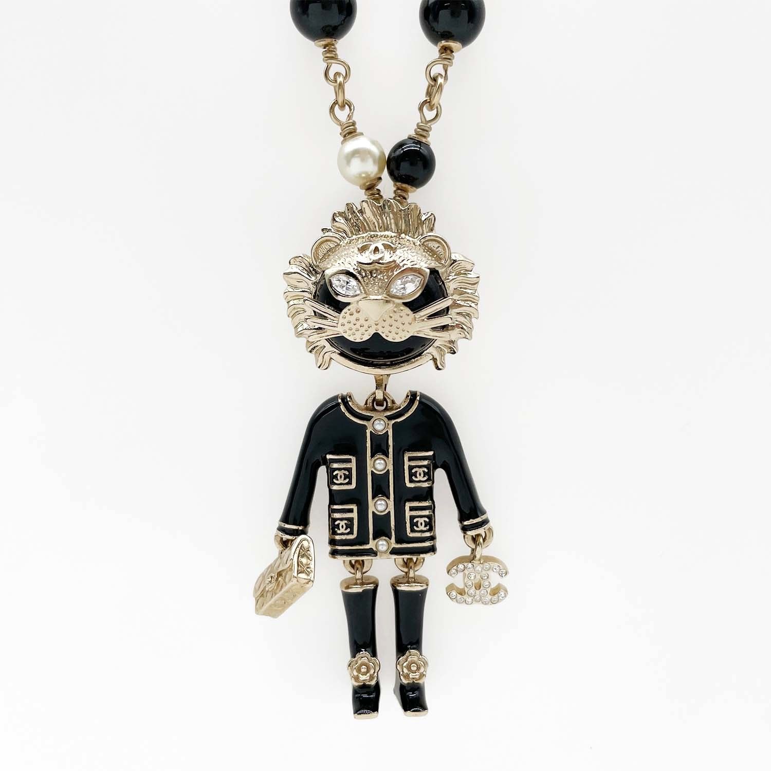 CHANEL シャネル ライオン スイング パール ロング ネックレス バイ 
