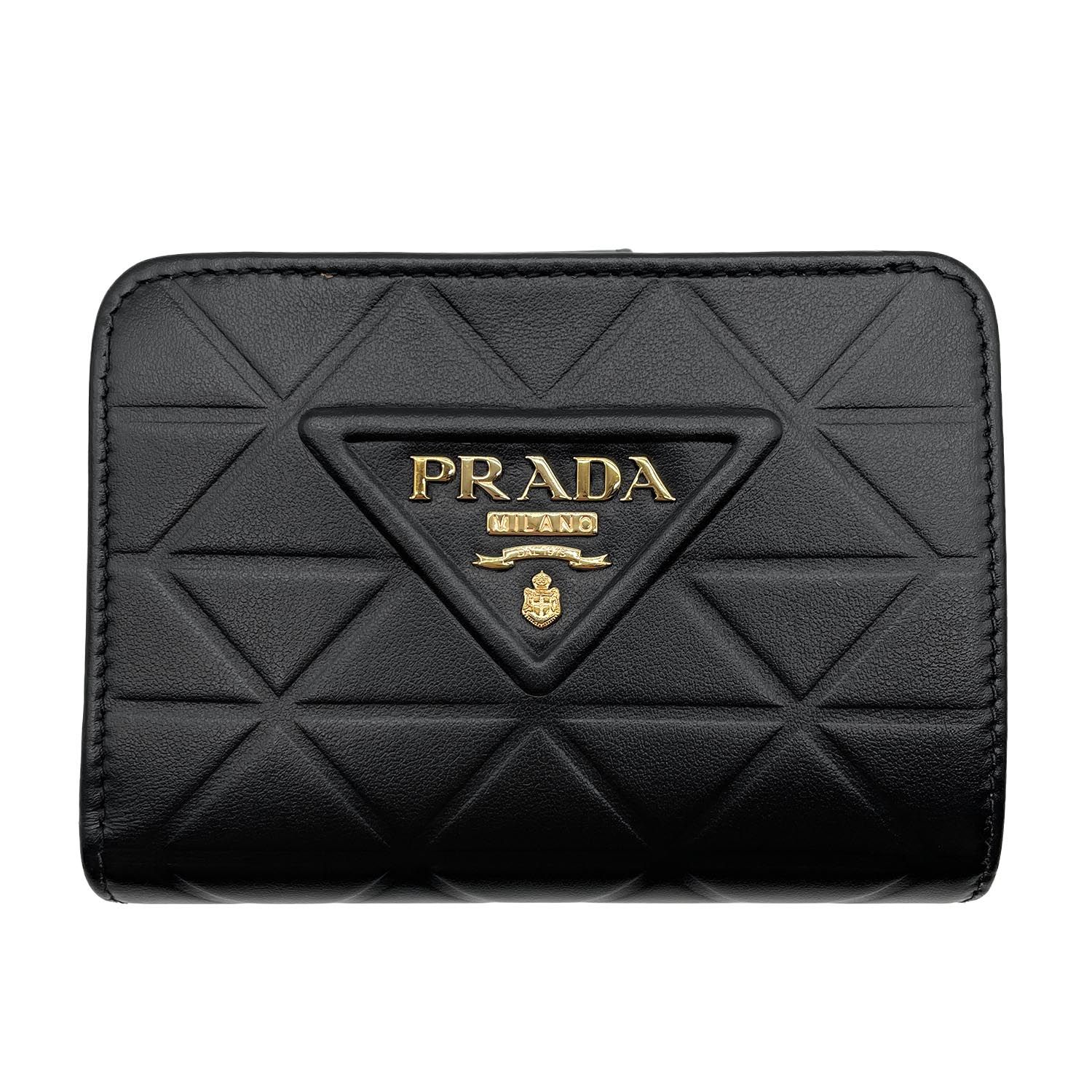 PRADA プラダ コンパクト ウォレット 二つ折り財布 RFID 三角プレート