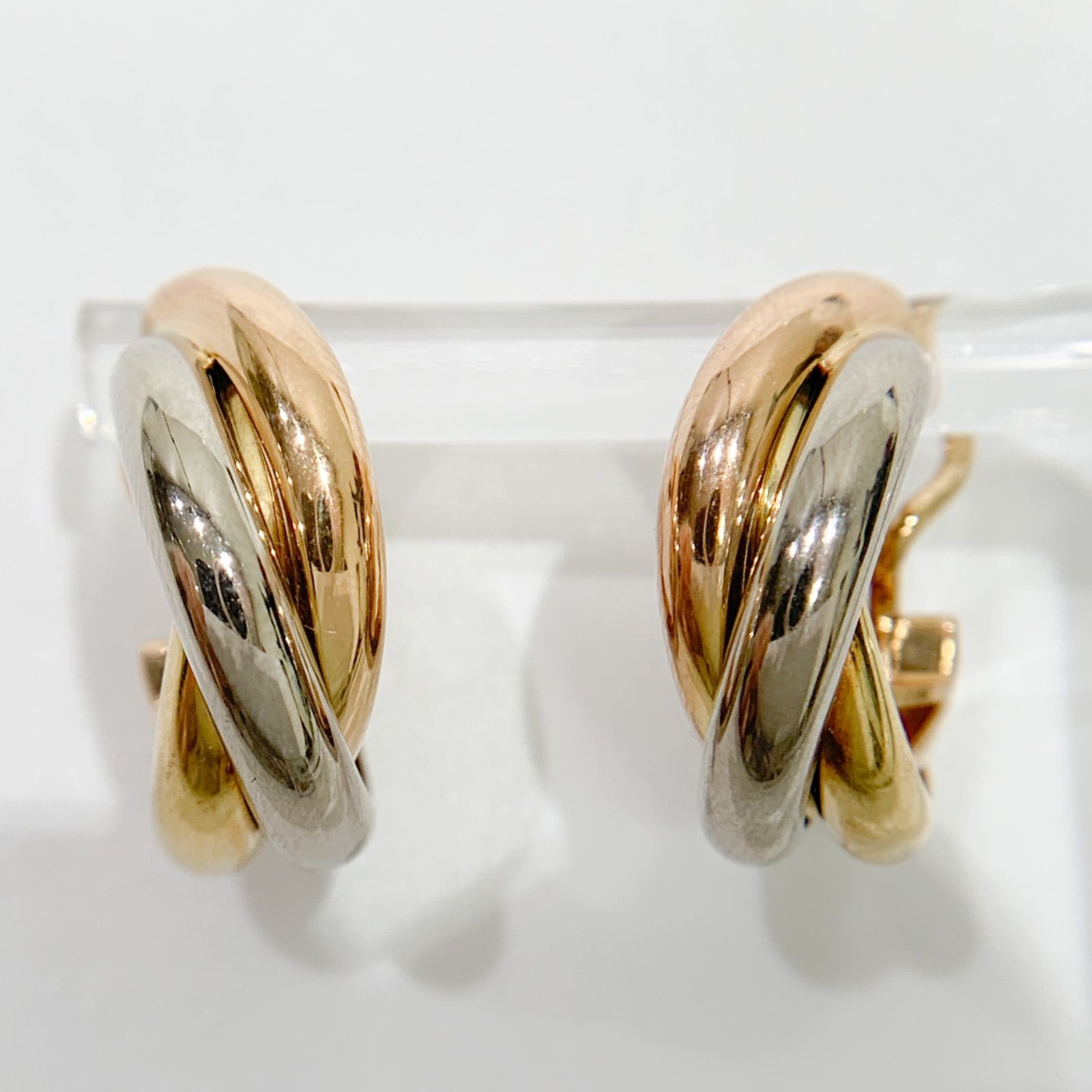 中古】カルティエ CARTIER トリニティ ピアス スリーカラー K18PG