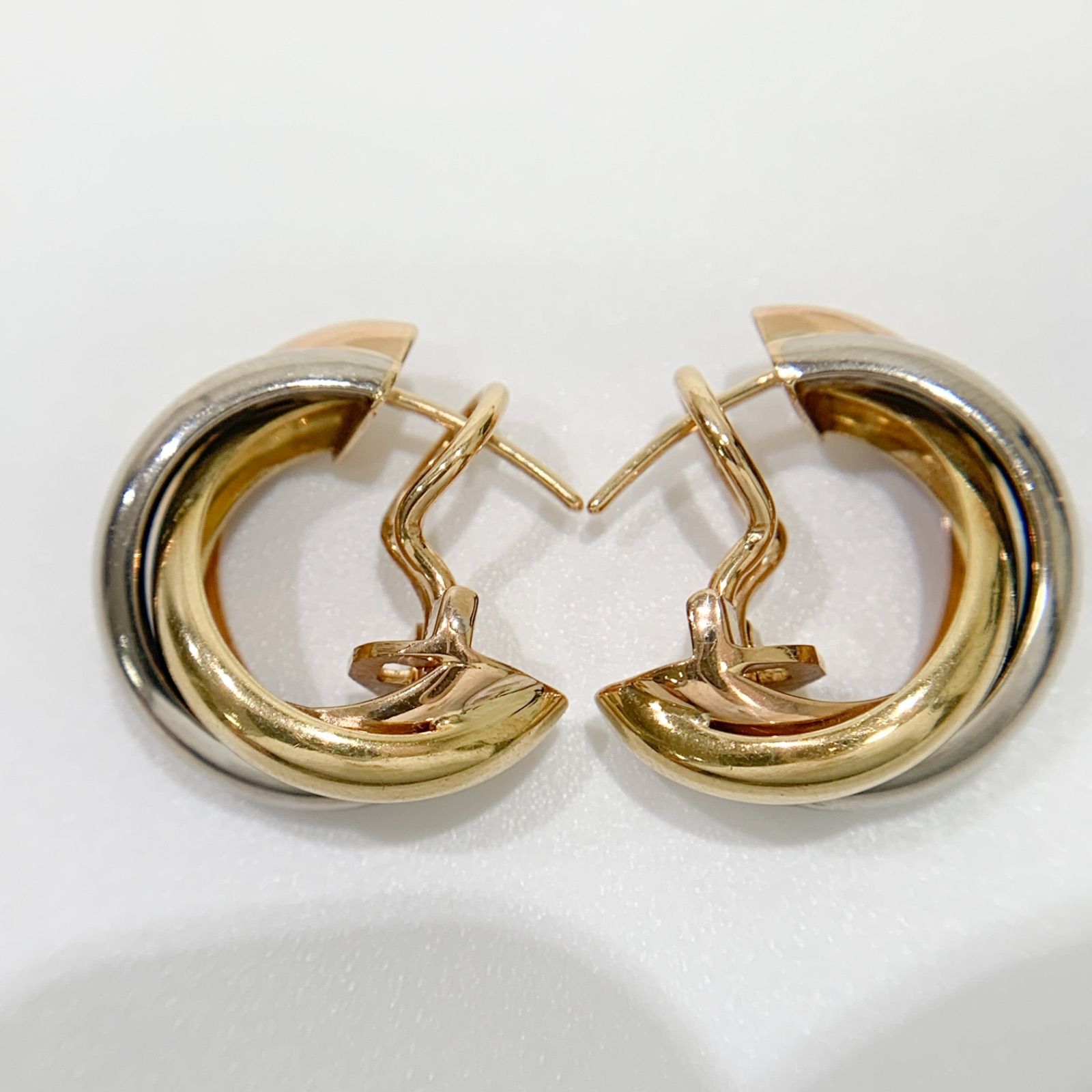中古】カルティエ CARTIER トリニティ ピアス スリーカラー K18PG 