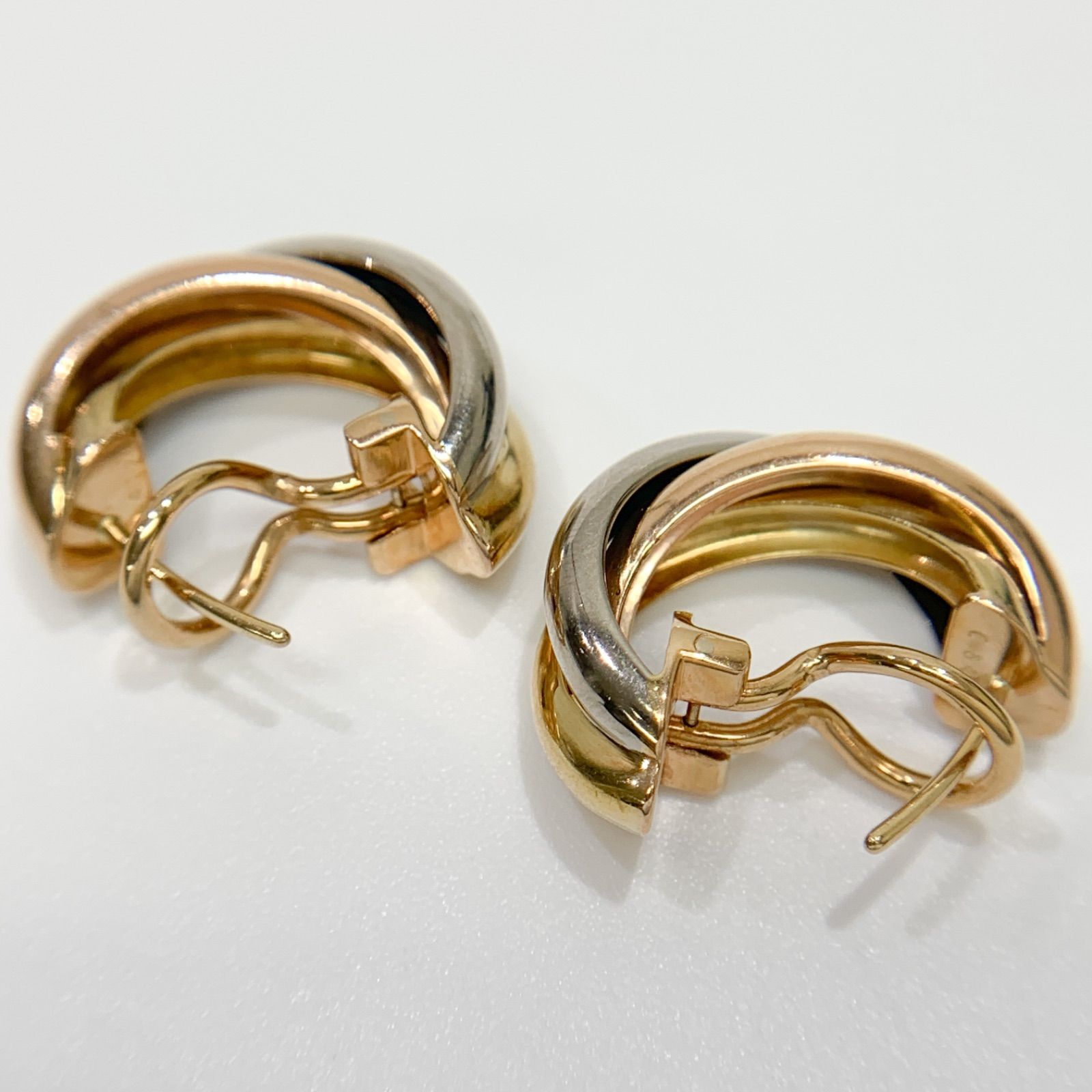 中古】カルティエ CARTIER トリニティ ピアス スリーカラー K18PG 