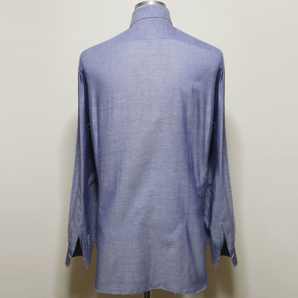 キートン】シャツ メンズ 41 L XL 極美品 KITON ブルー ホリゾンタル