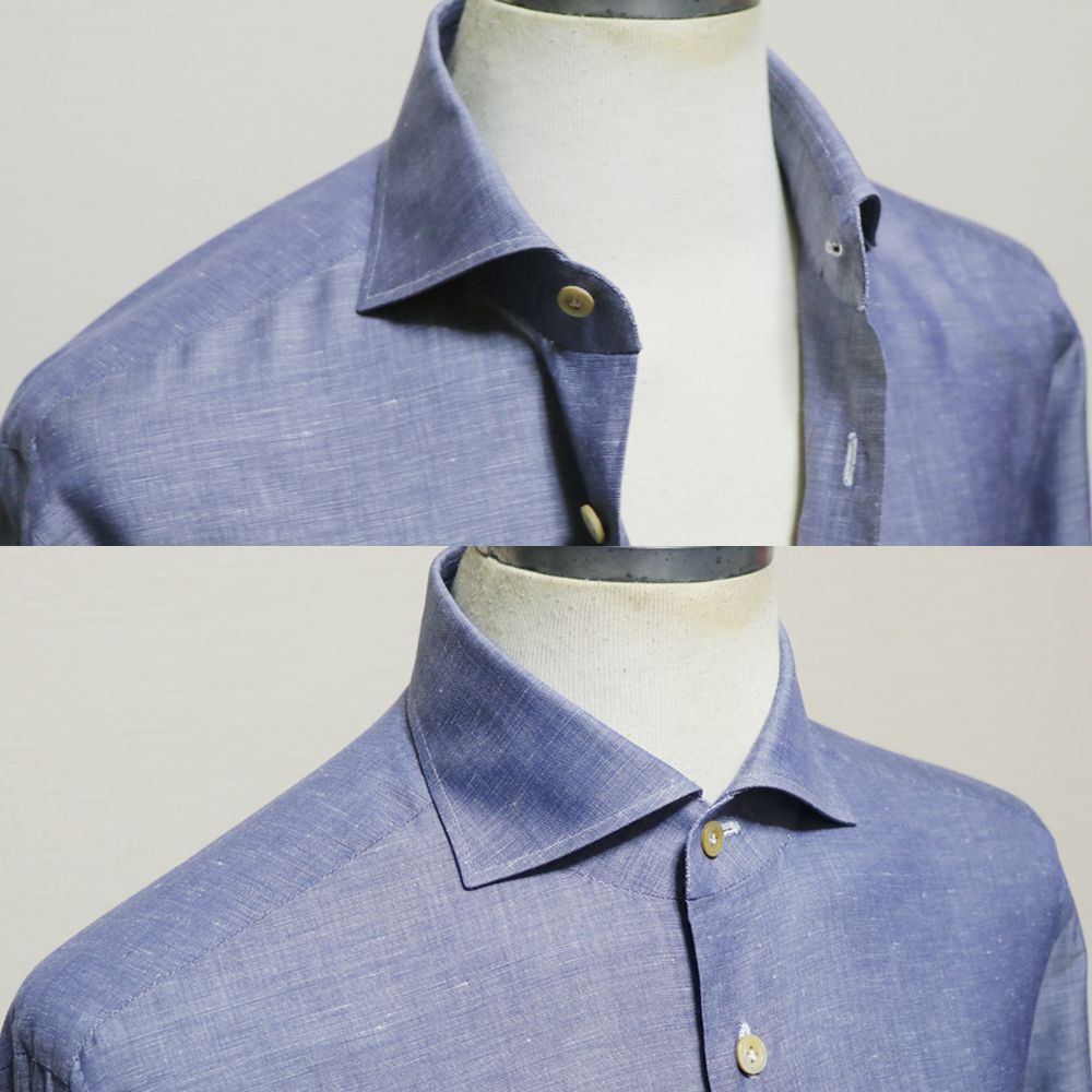 キートン】シャツ メンズ 41 L XL 極美品 KITON ブルー ホリゾンタル