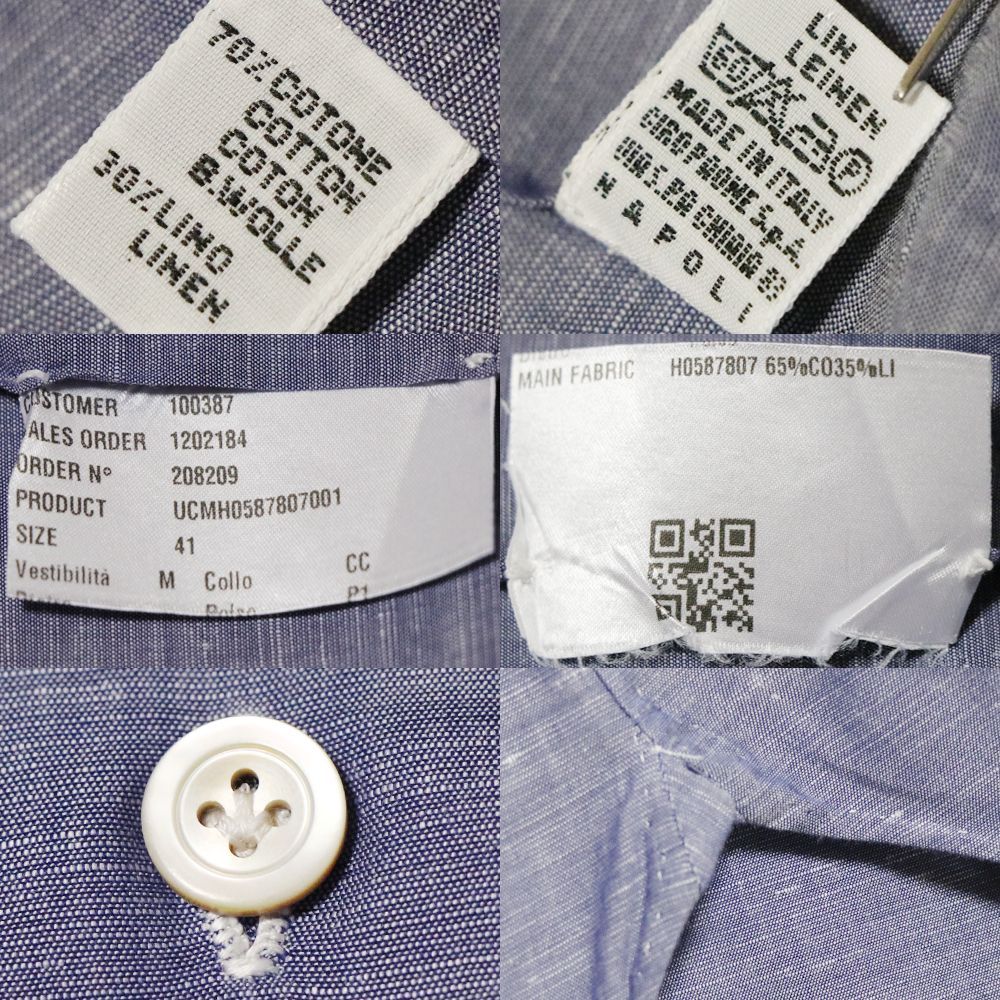 キートン】シャツ メンズ 41 L XL 極美品 KITON ブルー ホリゾンタル