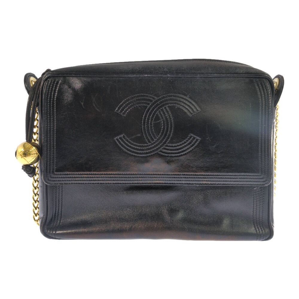 CHANEL シャネル 3番台 1994-96年製 ラムスキン トリプルステッチ チェーンショルダーバッグ ヴィンテージ 希少ボールチャーム 【オールシーズン】【B】【メンズ・レディース】★■612498【中古】