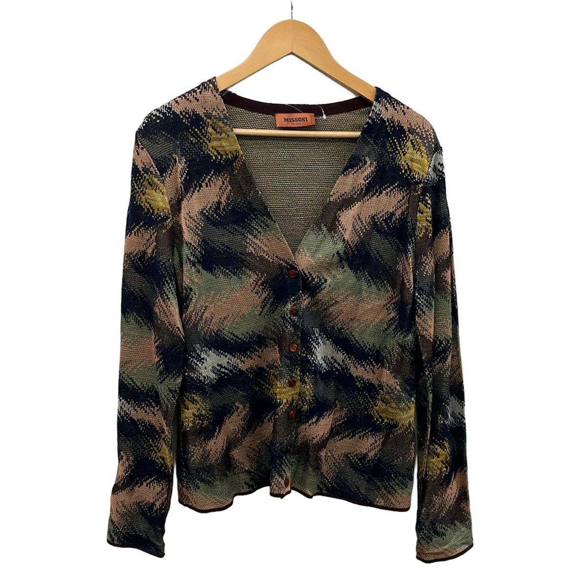MISSONI(ミッソーニ) カーディガン サイズ48 XL レディース美品 - ダークネイビー×ピンク×マルチ 長袖