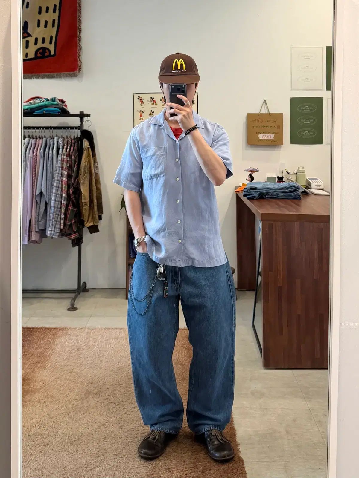 90s Polo RL ポロ ラルフローレン CALDWELL リネン HBT 半袖 シャツ