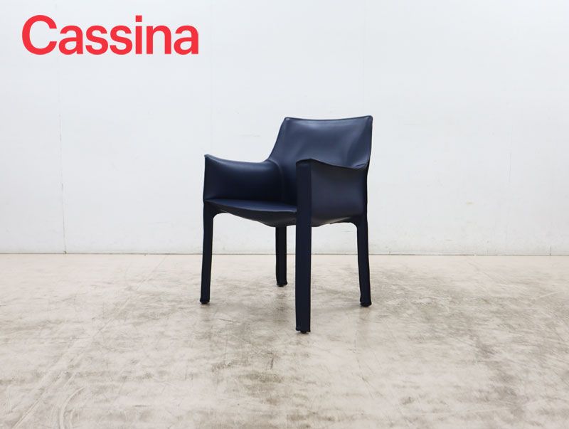 ◆展示品◆ Cassinaカッシーナ 413 CAB キャブ アームチェア ダイニングチェア 総革/レザー マリオ・ベリーニ ブルー 59万 名作品