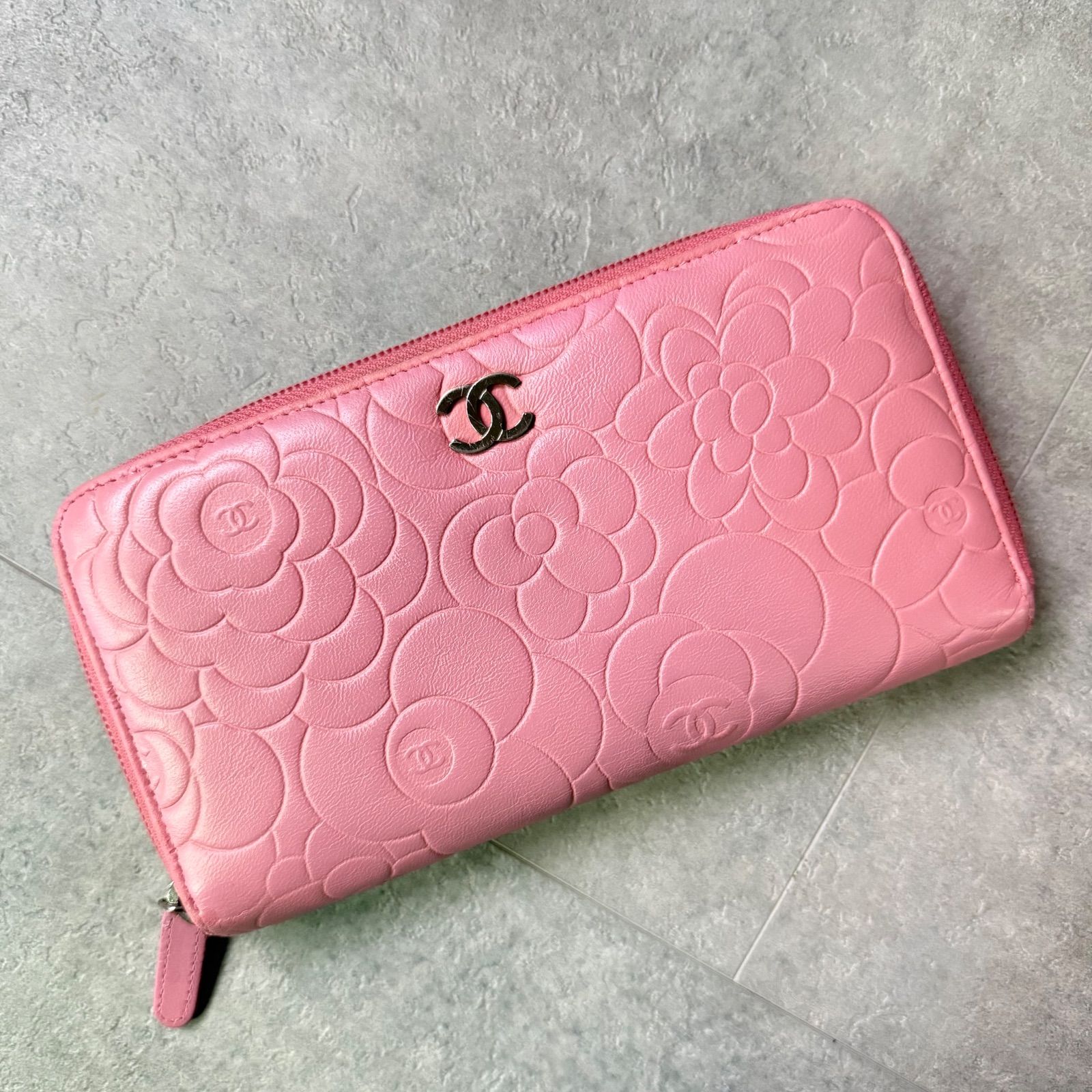 CHANEL シャネル カメリア ココマーク ラウンドファスナー長財布 