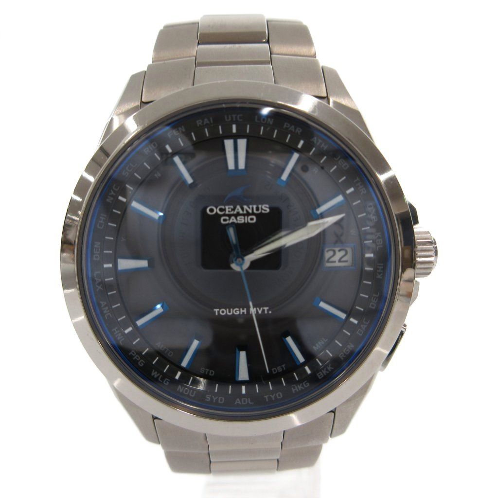 カシオ CASIO オシアナス OCEANUS 3針モデル 腕時計 電波 ソーラー 文字盤ブラック シルバーカラー OCW-S100-1AJF /FF