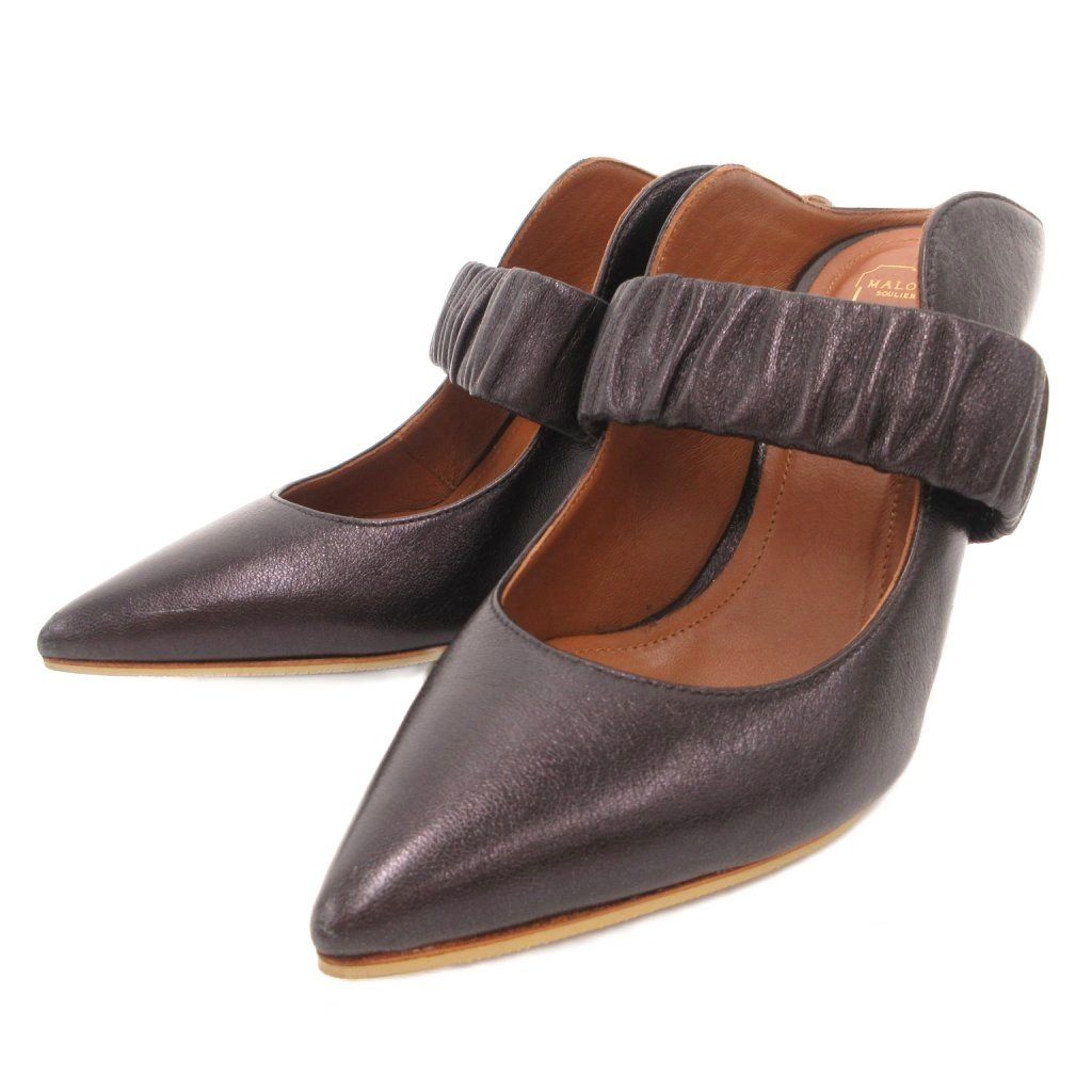 マローンスリアーズ MALONE SOULIERS ミュール パンプス ポインテッドトゥ メリージェーン 35 黒 ブラック /JS ■GY57