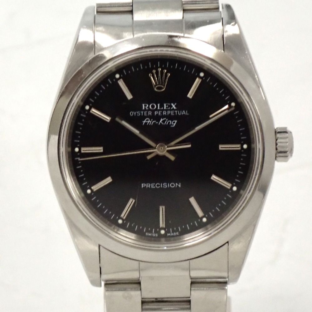 Th666961 ロレックス エアキング 14000M ブラック文字盤 K番 SS 自動巻き 腕時計 ROLEX 中古
