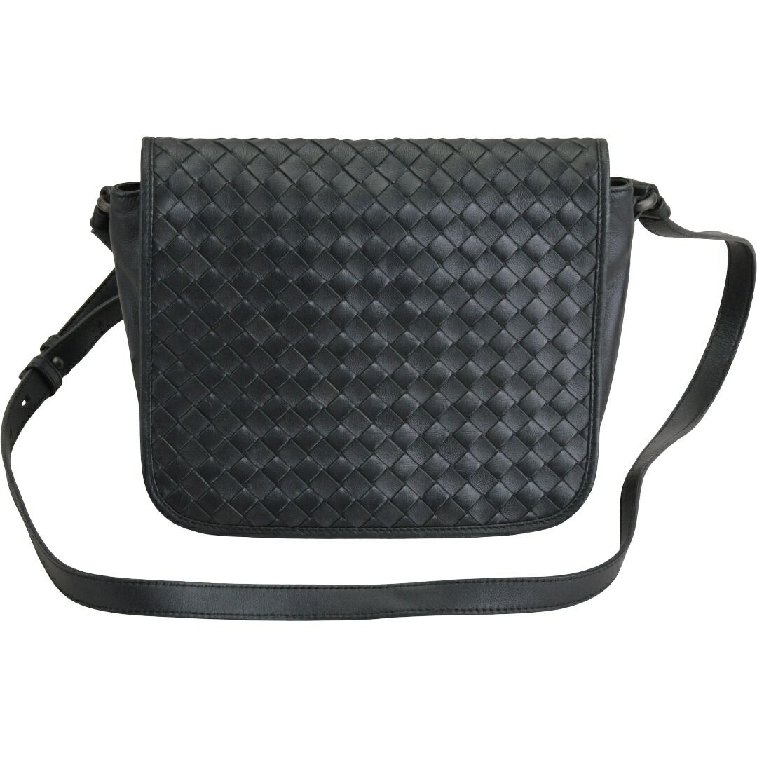 ボッテガヴェネタ BOTTEGA VENETA イントレチャート ショルダーバッグ レザー ブラック イタリア製 レディース F-B6931