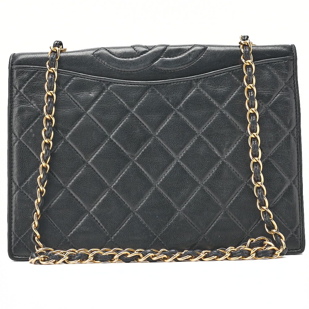 CHANEL シャネル マトラッセ フルフラップ ラムスキン 黒 上部ココマーク チェーンショルダー （ゴールド金具） レディース【中古】【送料無料】