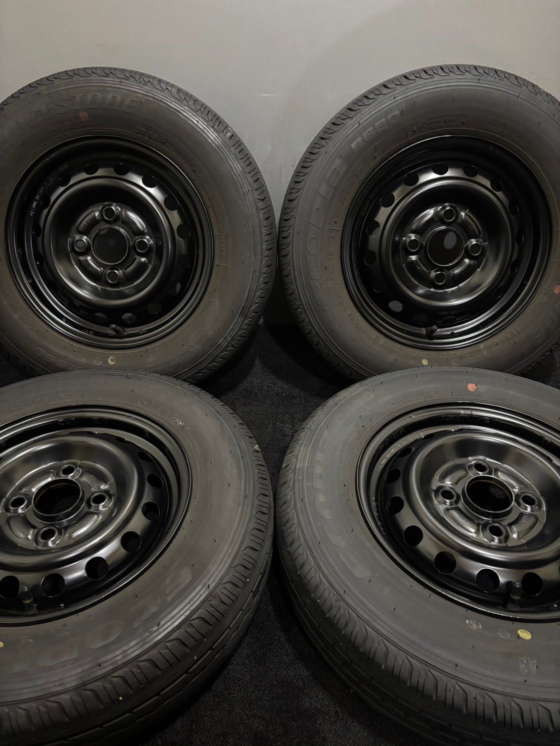 ★145/80R12 80/78N LT BRIDGESTONE/ECOPIA R680 24年製 ホンダ 純正 スチール 12インチ 4J +40 100 4H 夏タイヤ 4本 N-VAN (2-M475)