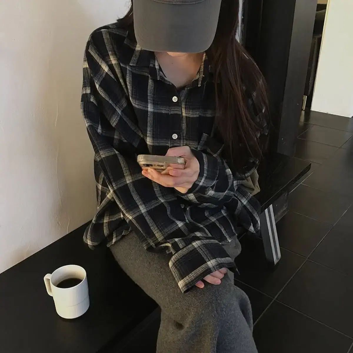 (全商品 manymanymode ウール 製作 ネイビー CHECK シャツ