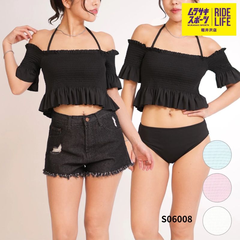 【ムラスポ公式】RINEN＆COMPANY　S06008　水着 3点セット ビキニ レディース オフショルダー デニムパンツ