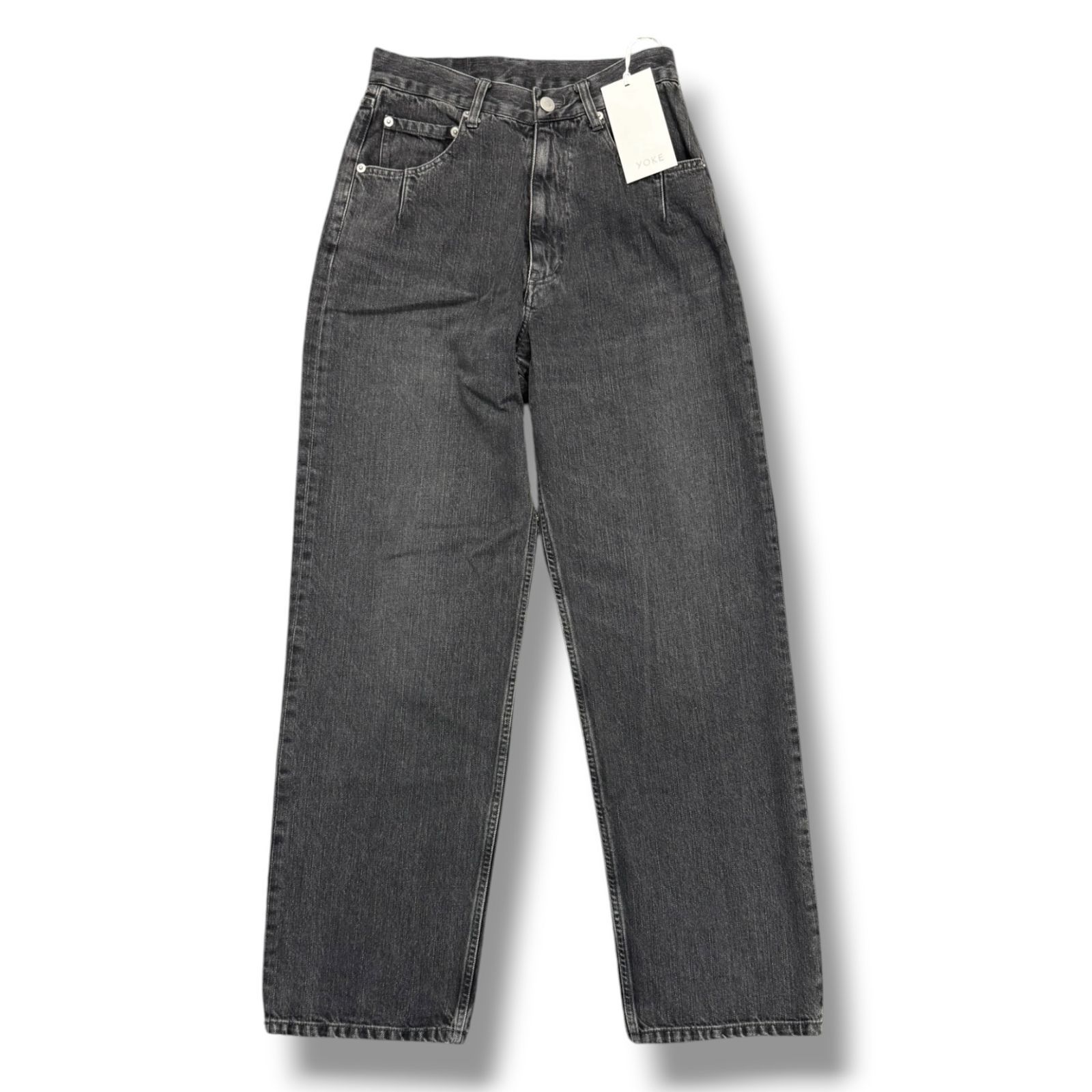 参考上代46,200円 未使用品 YOKE 25SS Bleach ＆ Over Dye Denim Wide Straight 5P Pants ブリーチデニムパンツ ワイドストレートパンツ ヨーク YK25SS0928P ブラック 1 1835A1