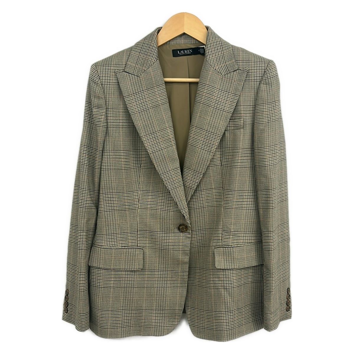 RalphLauren(ラルフローレン) ジャケット サイズ6 M レディース美品 - 白×黒×マルチ 長袖/チェック柄/千鳥格子柄/肩パッド/春/秋