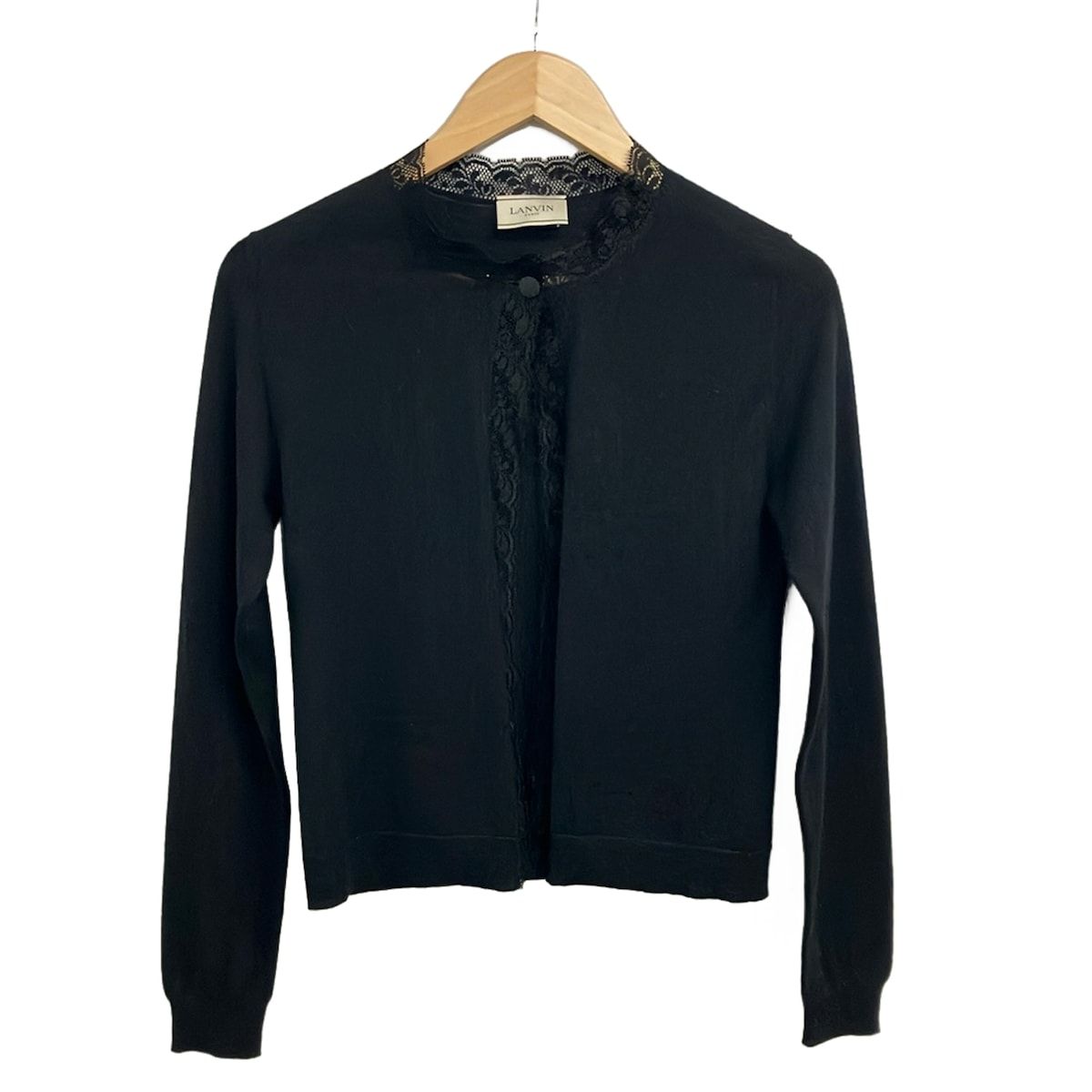 LANVIN(ランバン) カーディガン サイズS レディース美品 - 黒 長袖/レース