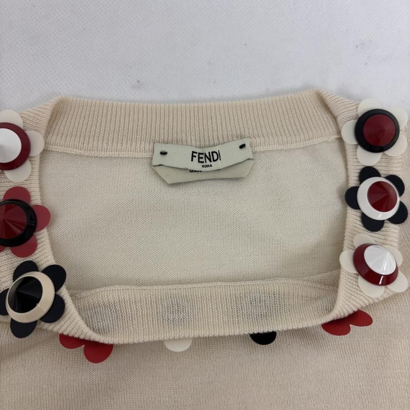 フェンディ フラワースタッズ トップス ニット カシミア混 薄手 