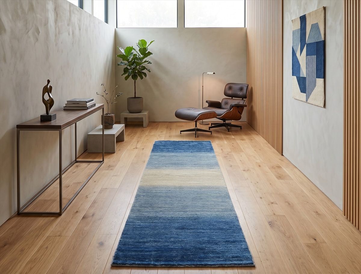 近日中入荷予定】天然ラグ ガゼニラハット COLOR Ver　ラグ　ランナー　200x63㎝　Blue　D88BL