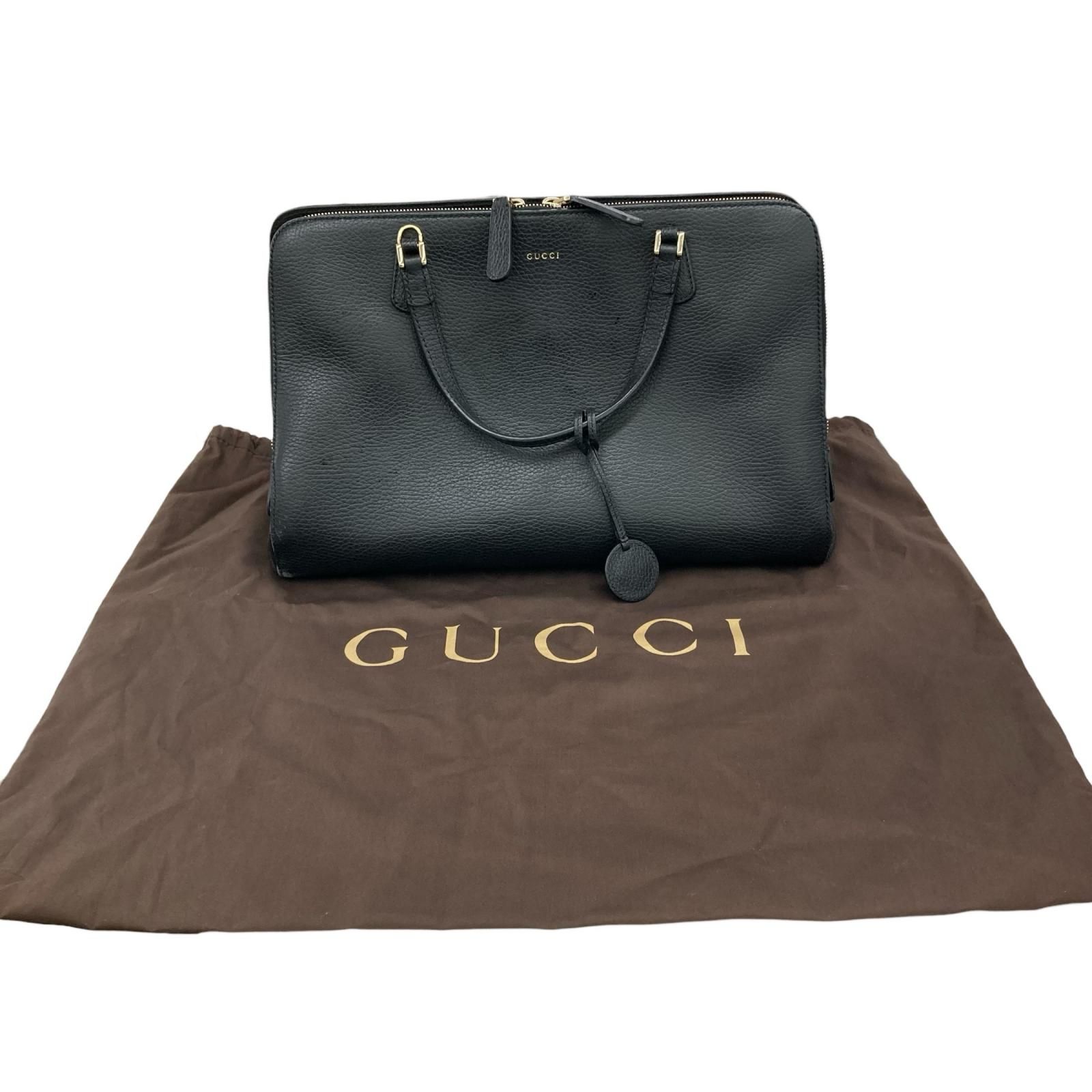 186005 現状品 GUCCI グッチ ハンドバッグ ショルダーバッグ レザーチャーム ブラック