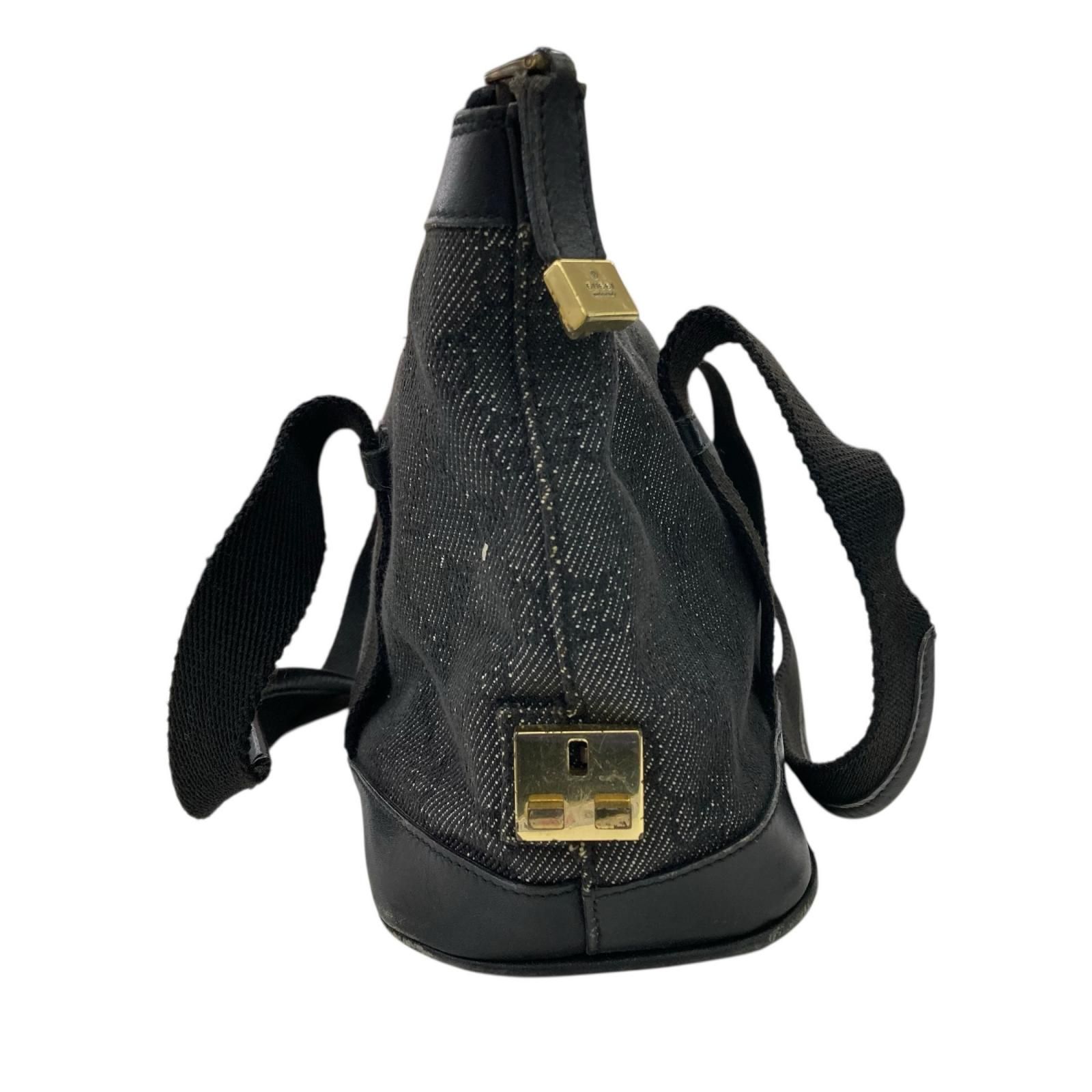186005 現状品 GUCCI グッチ GGキャンバス ハンドバッグ ブラック