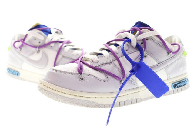 ナイキ NIKE × OFF-WHITE DUNK LOW 1 OF 50/48 27cm DM1602-107 オフホワイト コラボ ダンク ロー スニーカー グレー 【ブランド古着ベクトル】【中古】▲■260605