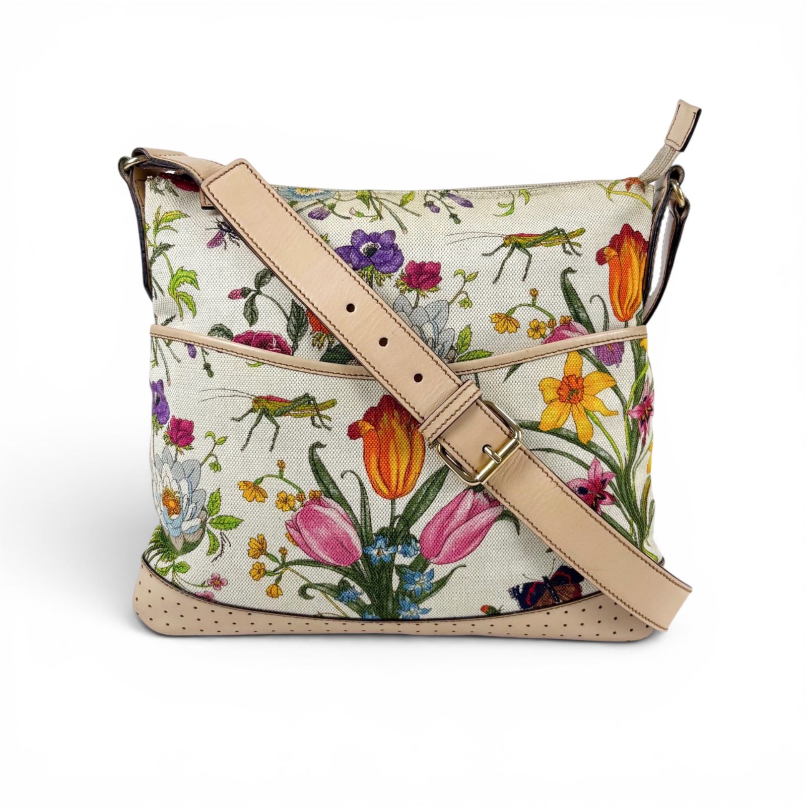 グッチ　GUCCI フローラル　花柄　ショルダーバッグ　クロスボディバッグ　145857 キャンバス　レザー