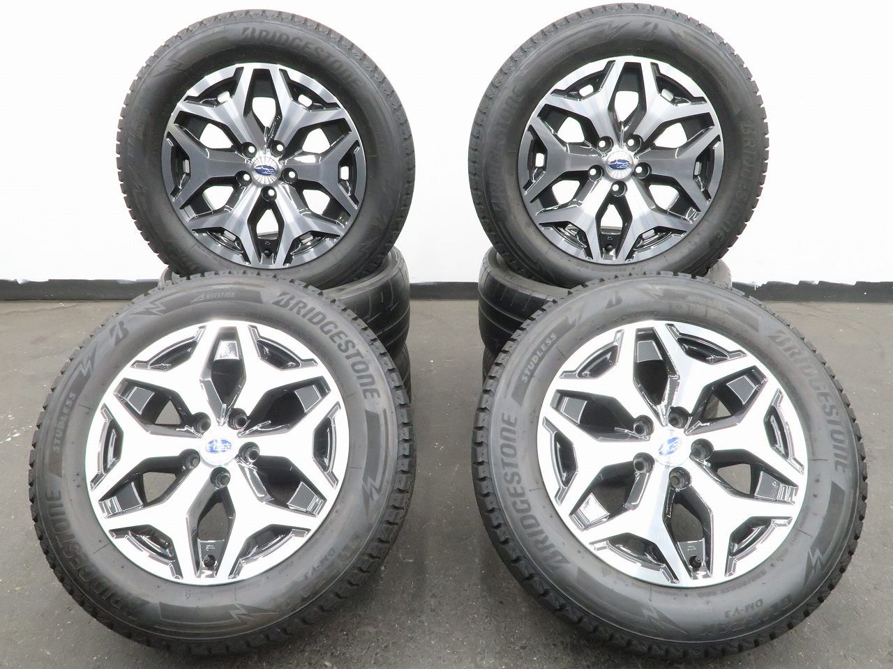4本 スバル SK系 フォレスター ツーリング 純正 17インチ 7J +48 5H 114.3 スタッドレス BRIDGESTONE BLIZZAK DM-V3 225/60R17 レイバック