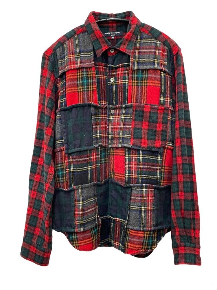 コムデギャルソン COMME des GARCONS クレイジーパターン パッチワーク ウールシャツ HR-B051 マルチカラー Mサイズ 601MT-110