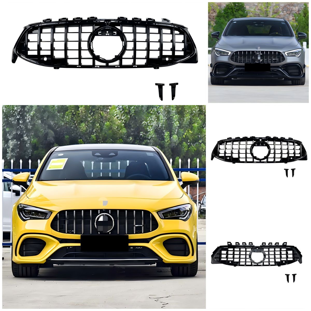 メルセデス・ベンツ CLAクラス C118 2020年以降 CLA180 CLA200 AMG Line対応 フロントグリル ABS シルバー ブラック GTデザイン フロントフェイス ドレスアップ 外装パーツ スポーティ 高級感 装着用 カスタムガーニッシュ