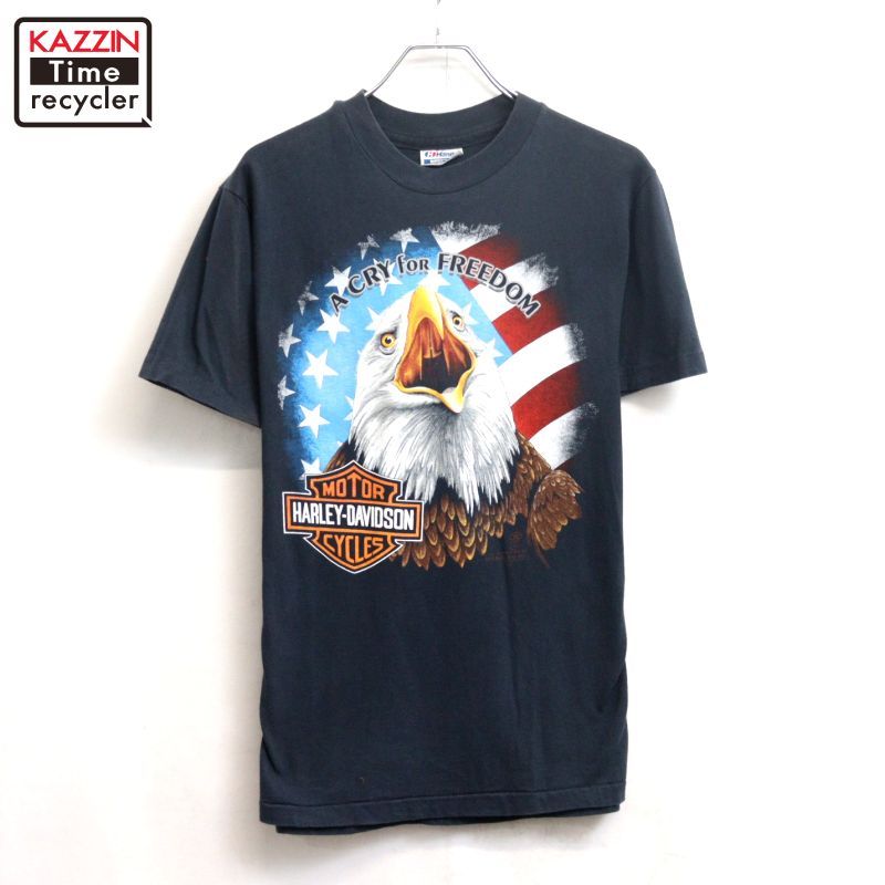 80s USA製 vintage HARLEY DAVIDSON Hanes イーグル 半袖Ｔシャツ メンズ 表記Mサイズ