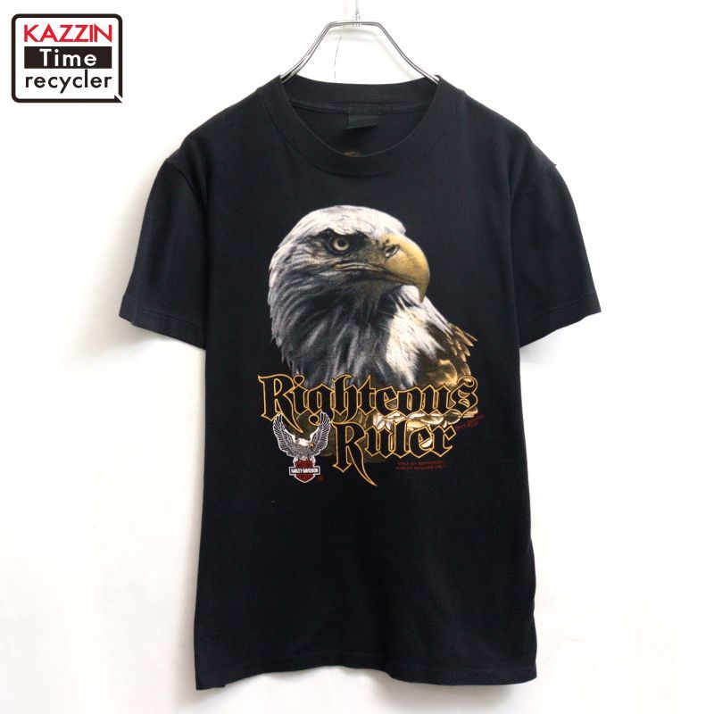 80s USA製 vintage HARLEY DAVIDSON ３Dエンブレム イーグル 半袖Ｔシャツ メンズ 表記Lサイズ