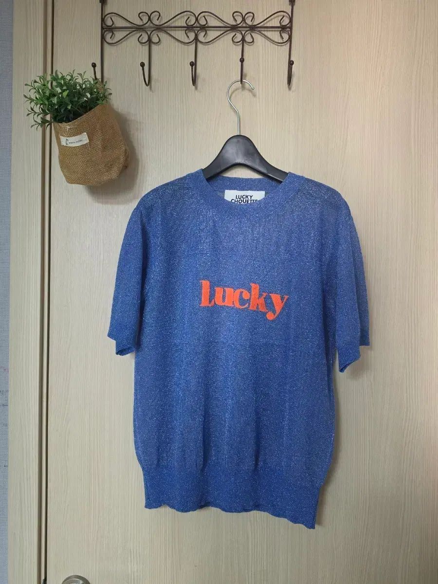 LUCKY CHOUETTE ラッキーシュエトゥ グリッター ブルー 半袖 Tシャツ