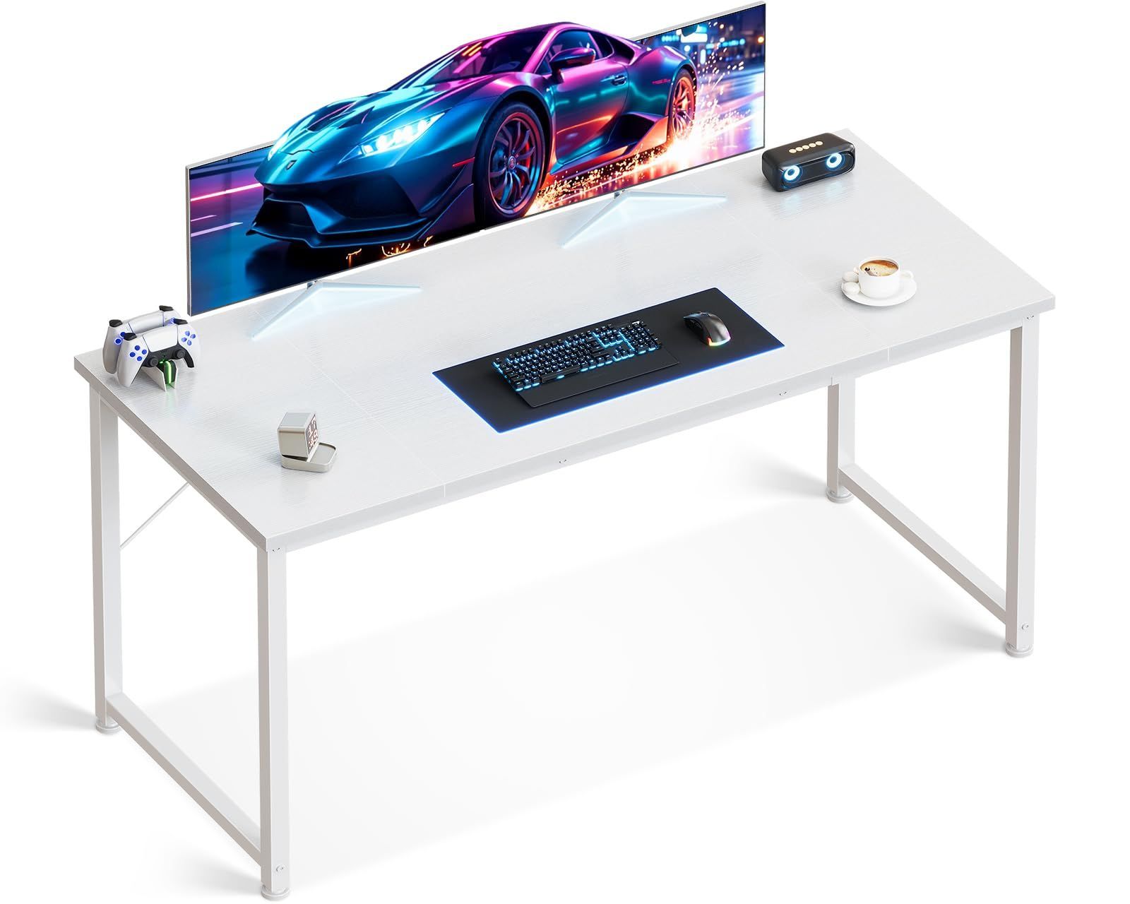 【人気商品】ODK デスク 机 パソコンデスク pcデスク 幅140cm ゲーミングデスク 学習机 オフィスデスク 作業机 在宅ワーク 組立簡単 ホワイト