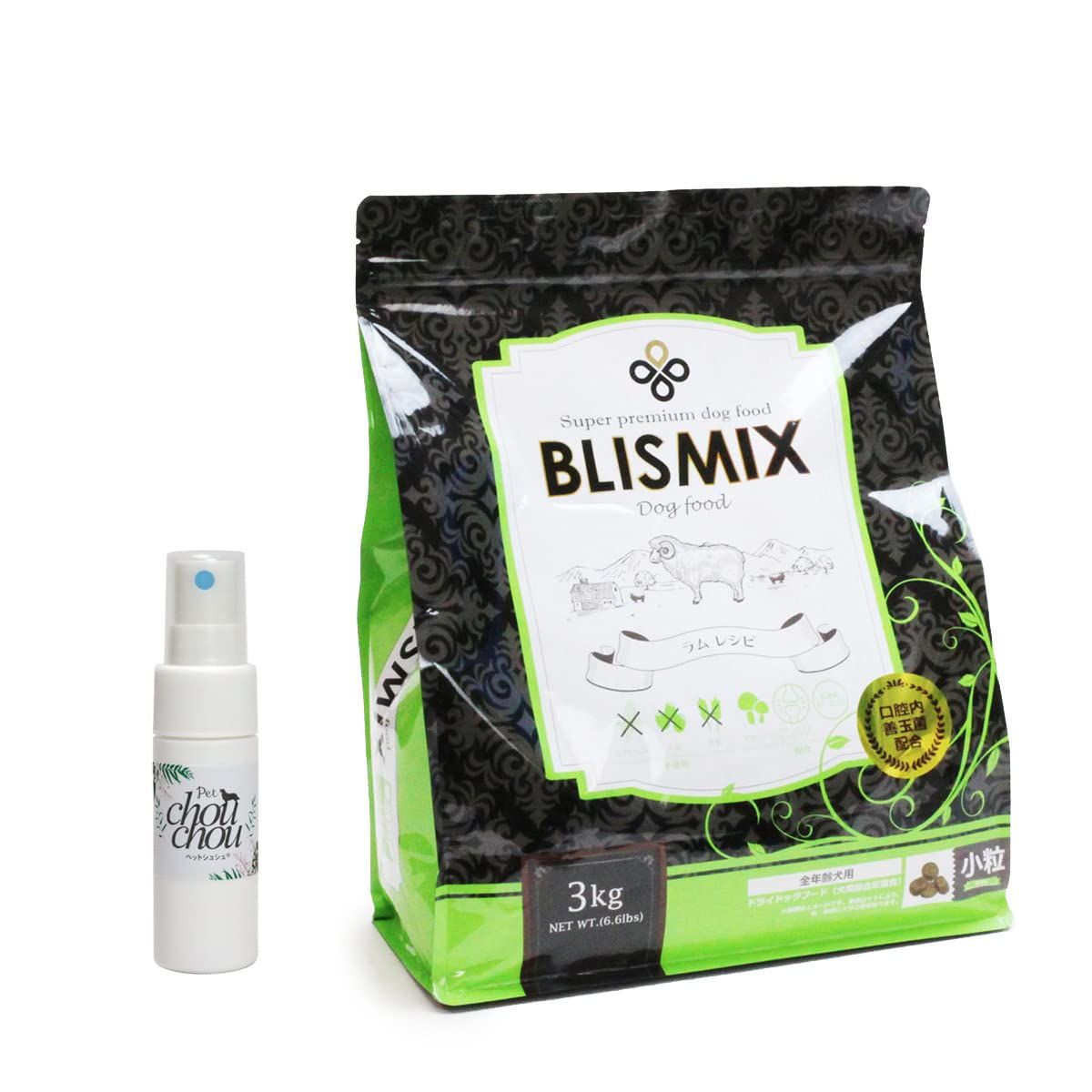 ブリスミックス (blismix) ラム 小粒 3kg＋ペットシュシュ 天然ハーブ虫除けスプレー 犬用 15mL 犬 ラム 全年齢【正規品】pms