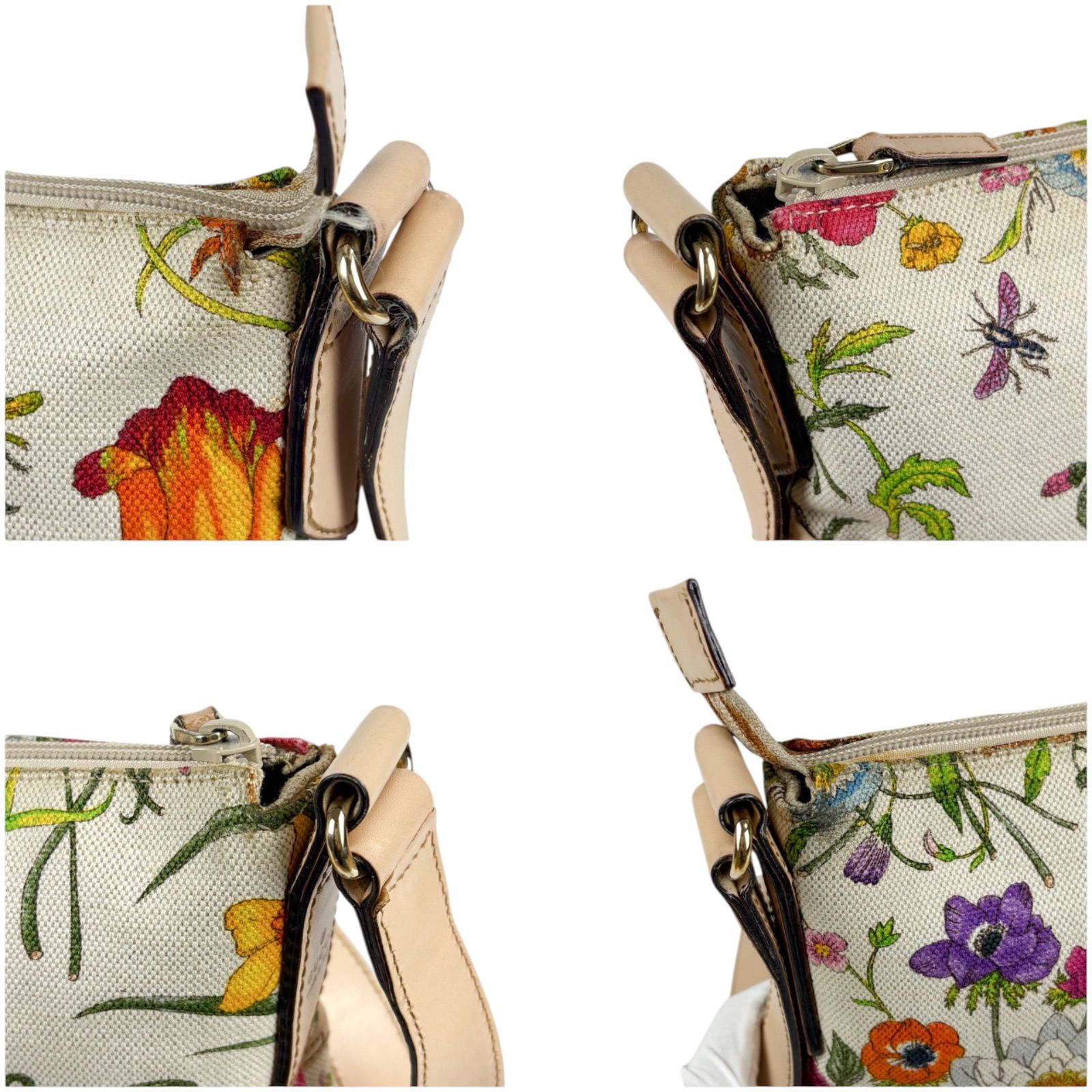 【美品】オールドグッチ フローラル 花柄 ロゴ型押し ショルダーバッグ グッチ GUCCI フローラル 花柄 ショルダーバッグ クロスボディバッグ