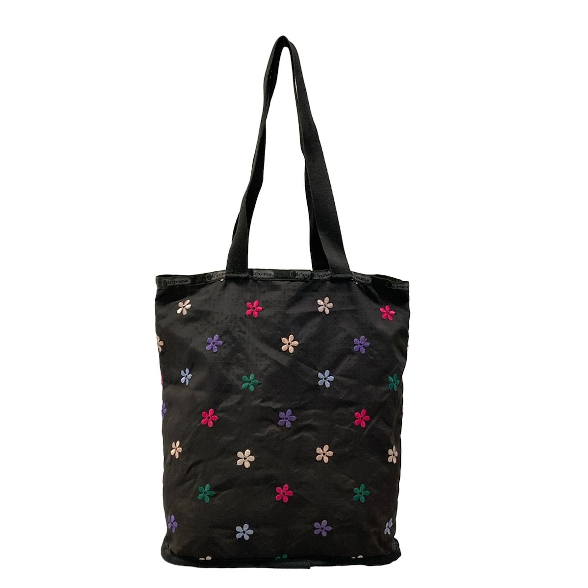 LESPORTSAC(レスポートサック) トートバッグ - 黒×マルチ 花柄 - メルカリ