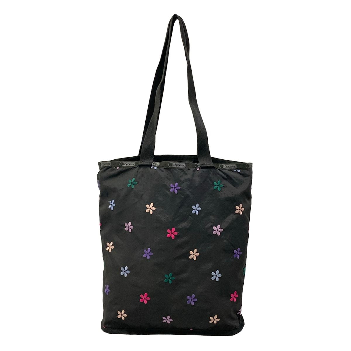LESPORTSAC(レスポートサック) トートバッグ - 黒×マルチ 花柄 - メルカリ