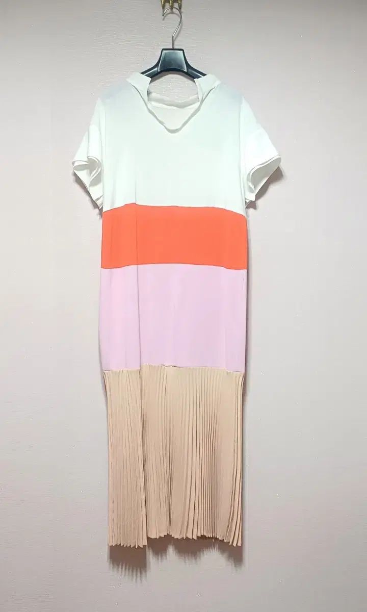 ハンサムSYSTEM COLORブロック プリーツ Long ONE PIECE